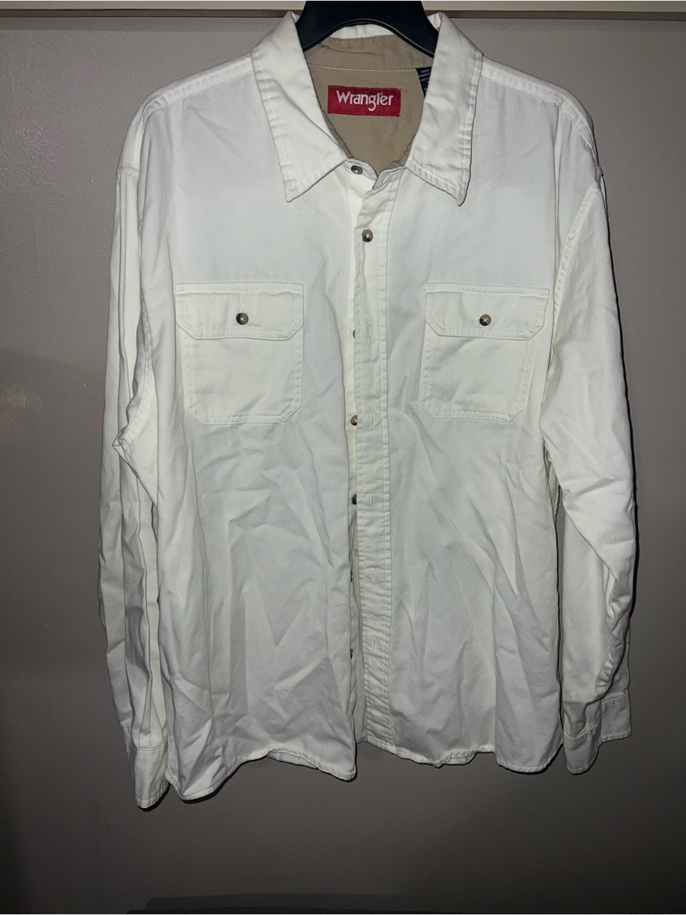 Wrangler White Shirt with Tan Interior Collar